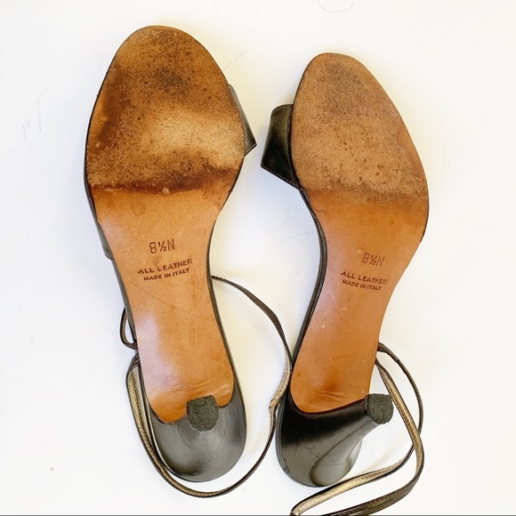 Italian Maserati Leather Slingback Open Toe Heels - Picture 5 of 8